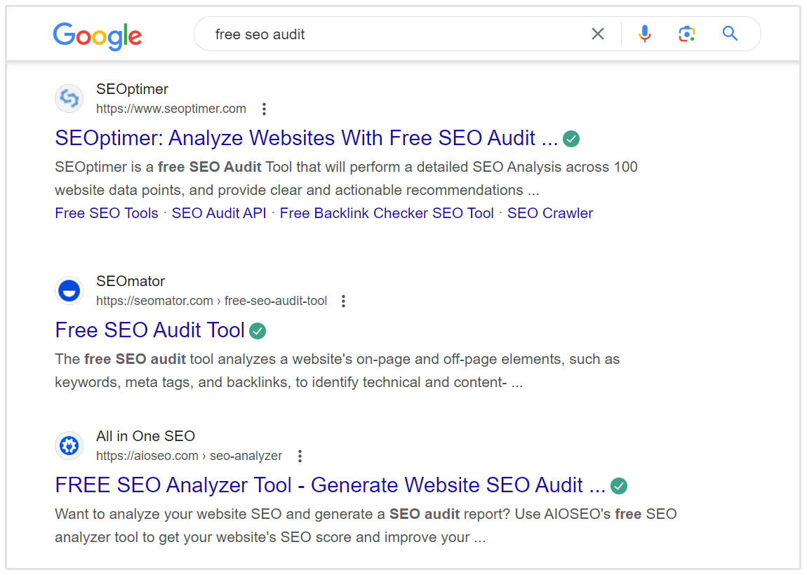 auditoria SEO grátis serp